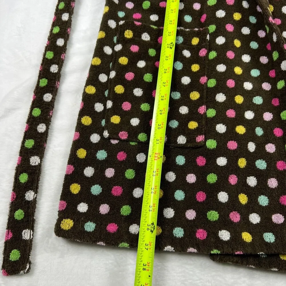 Pottery Barn PB Teen Robe Coco Dot Brown Multi Color Cotton Terrycloth One Size